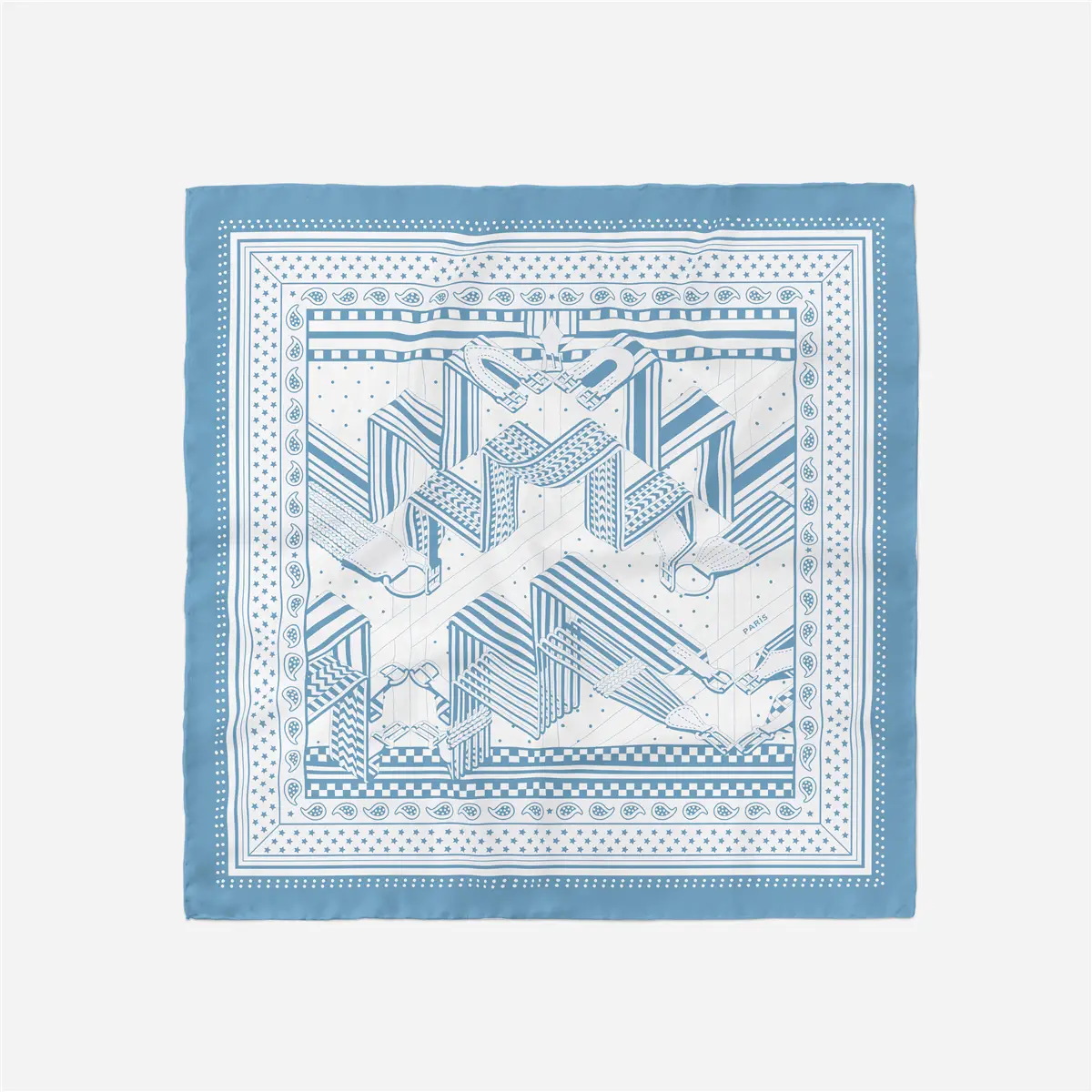 2024 Summer Silk Scarf for Women Blue Paris Design — feature 200