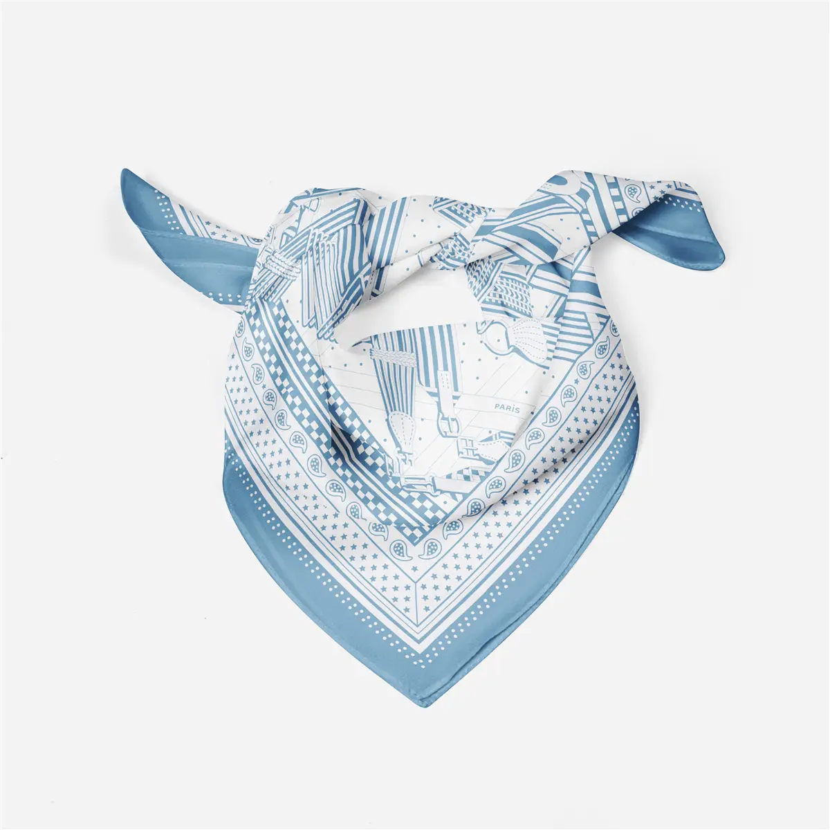 2024 Summer Silk Scarf for Women Blue Paris Design — feature 209