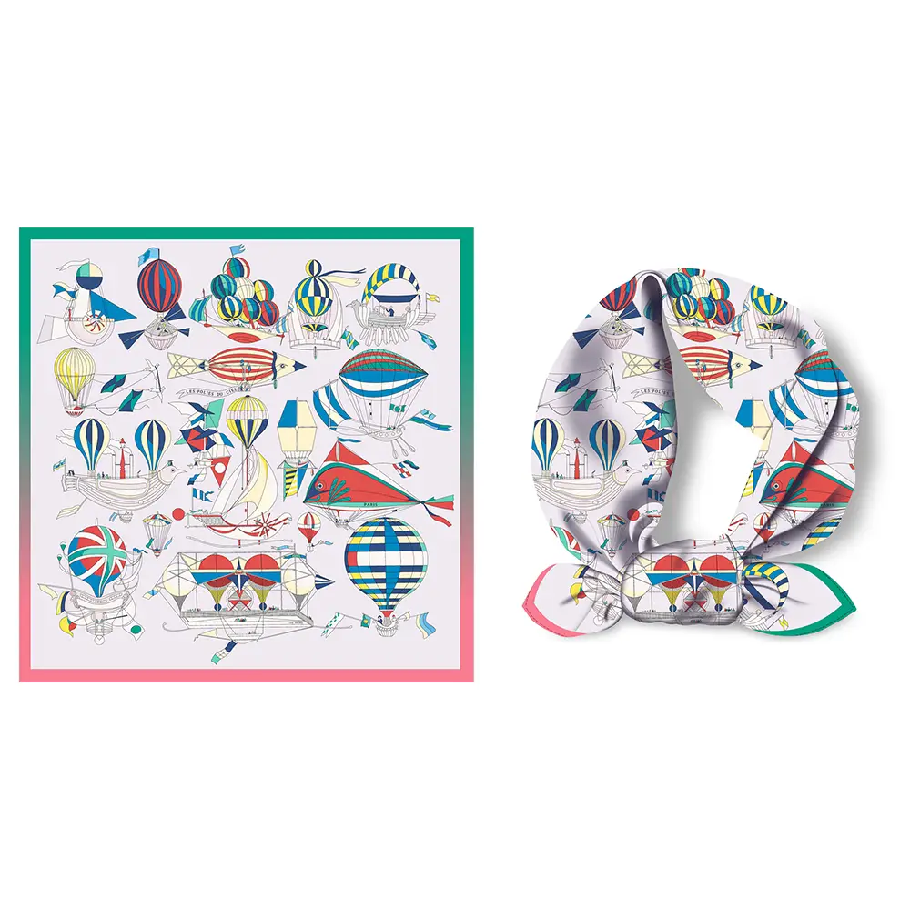 2024 Summer Silk Scarf for Women Blue Paris Design — feature 248