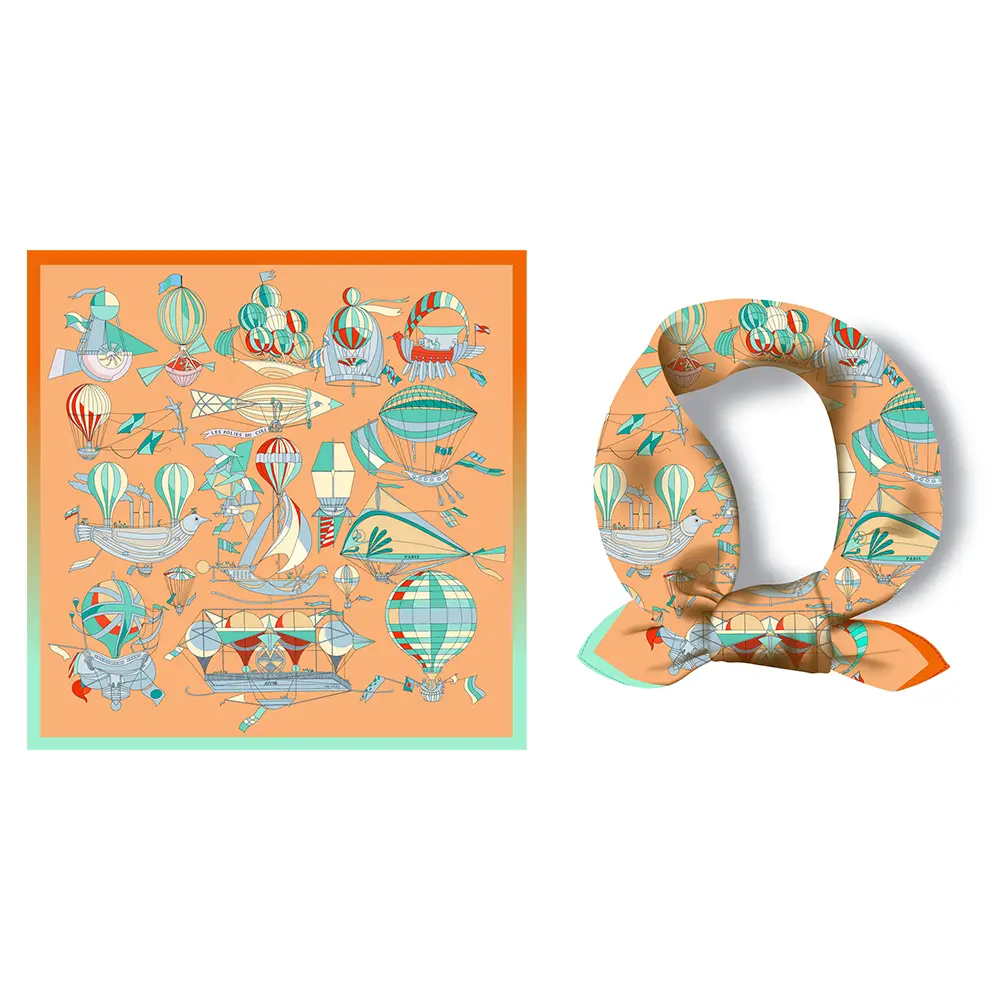 2024 Summer Silk Scarf for Women Blue Paris Design — feature 256