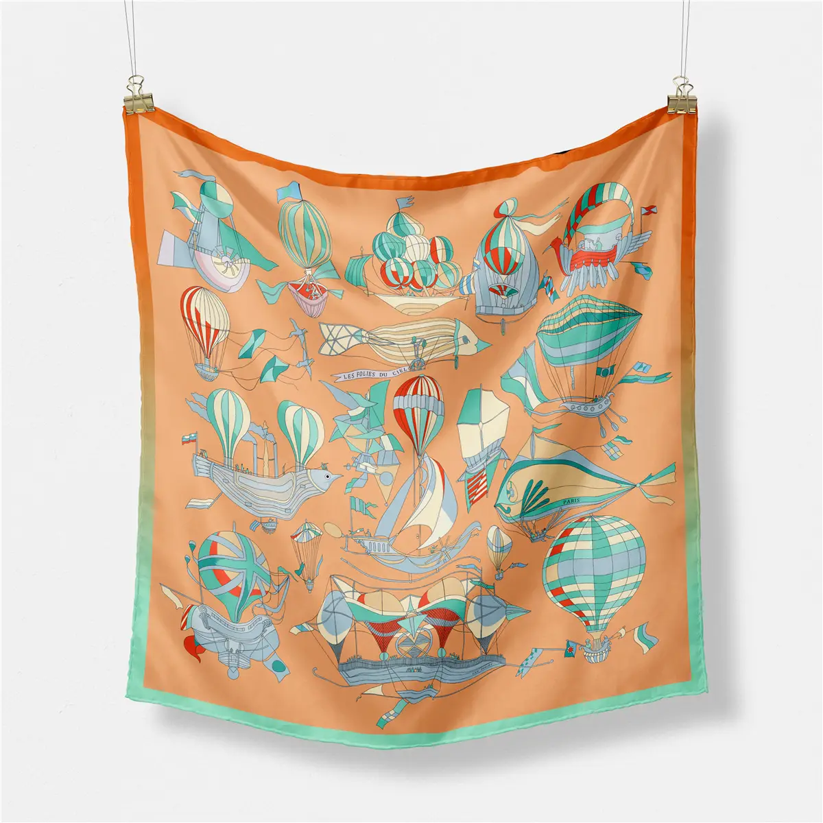 2024 Summer Silk Scarf for Women Blue Paris Design — feature 258