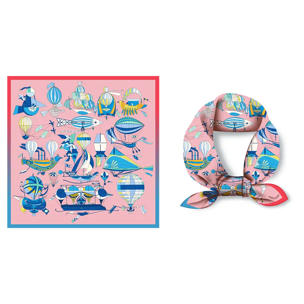 2024 Summer Silk Scarf for Women Blue Paris Design — feature 261
