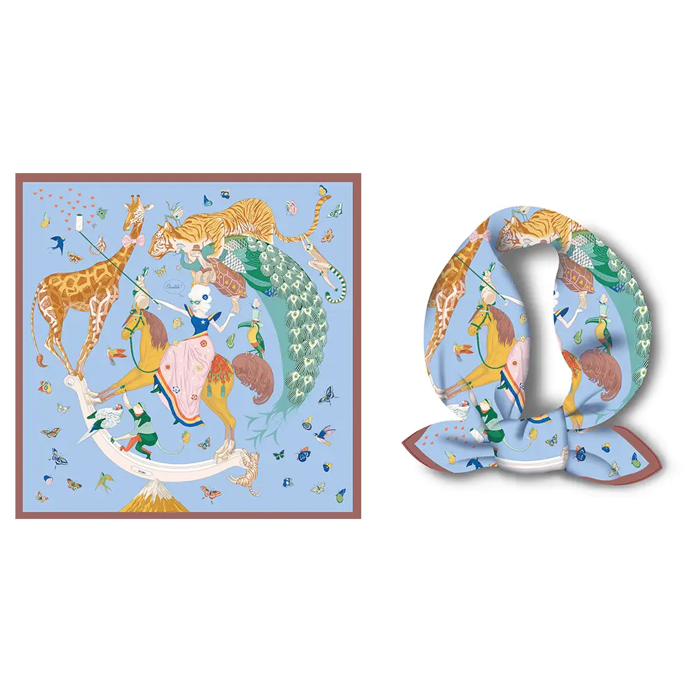 2024 Summer Silk Scarf for Women Blue Paris Design — feature 274