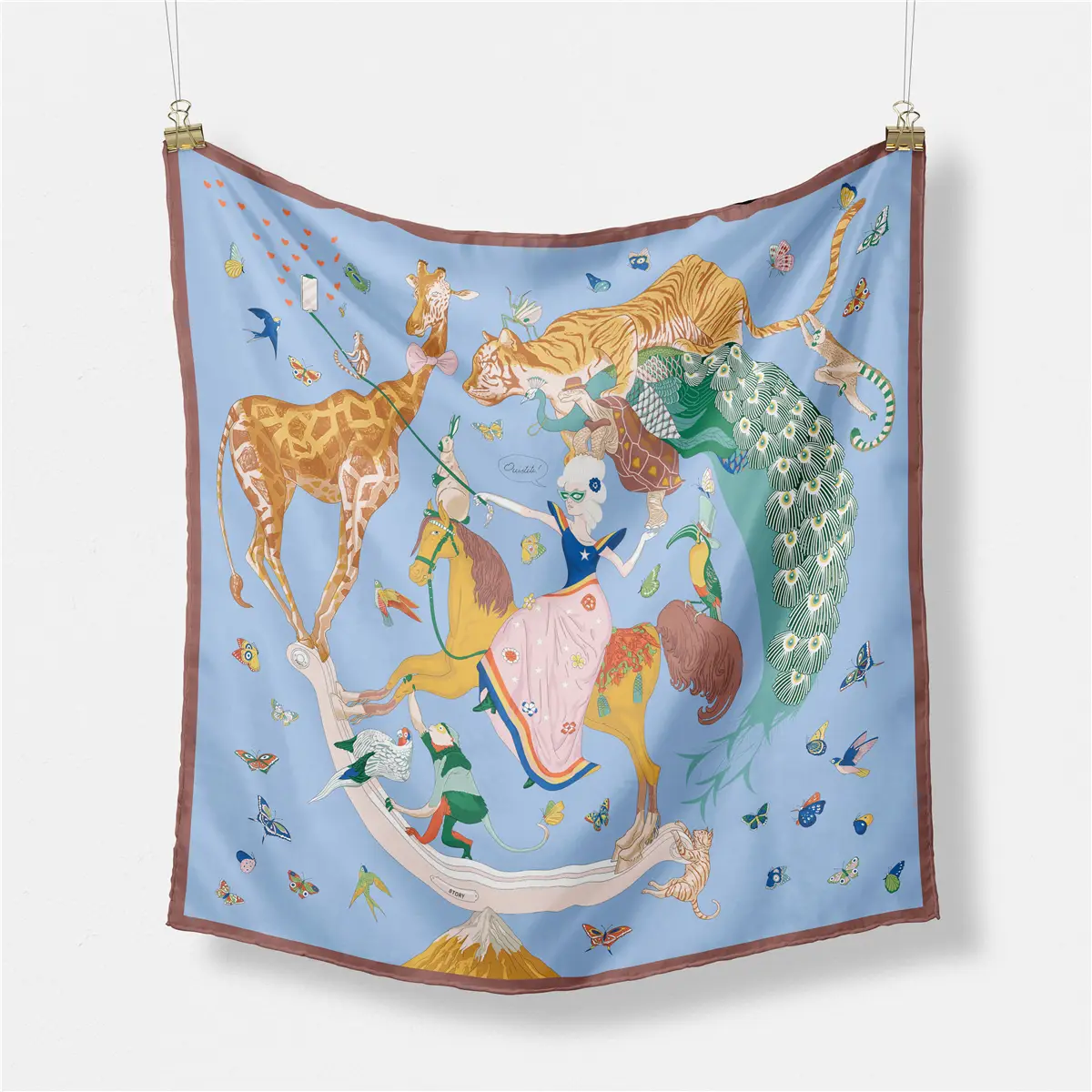 2024 Summer Silk Scarf for Women Blue Paris Design — feature 276