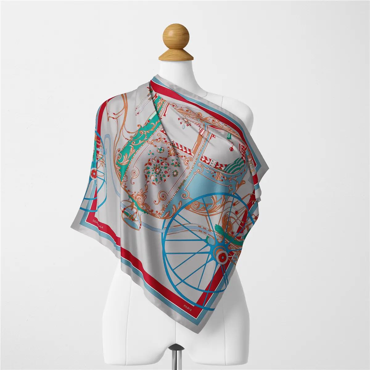 2024 Summer Silk Scarf for Women Blue Paris Design — feature 294