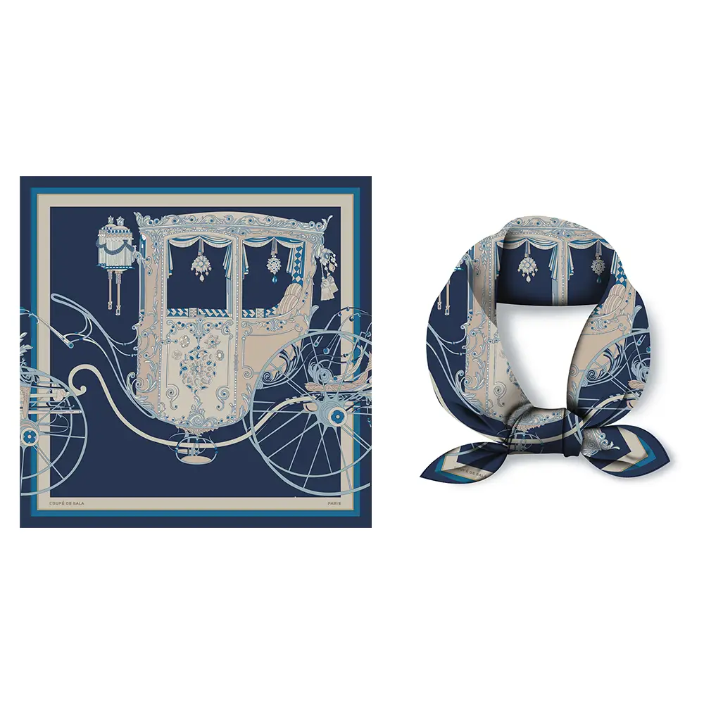 2024 Summer Silk Scarf for Women Blue Paris Design — feature 297