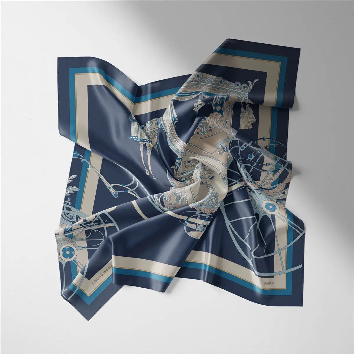 2024 Summer Silk Scarf for Women Blue Paris Design — feature 298