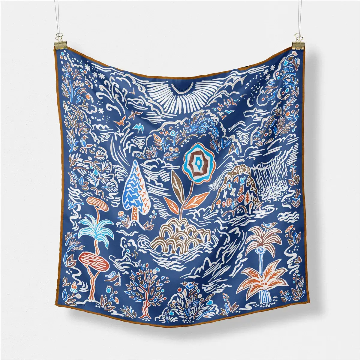 2024 Summer Silk Scarf for Women Blue Paris Design — feature 44