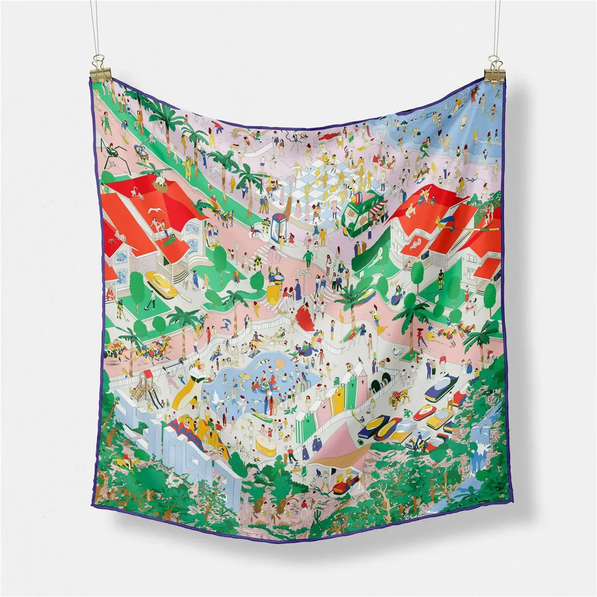 2024 Summer Silk Scarf for Women Blue Paris Design — feature 5
