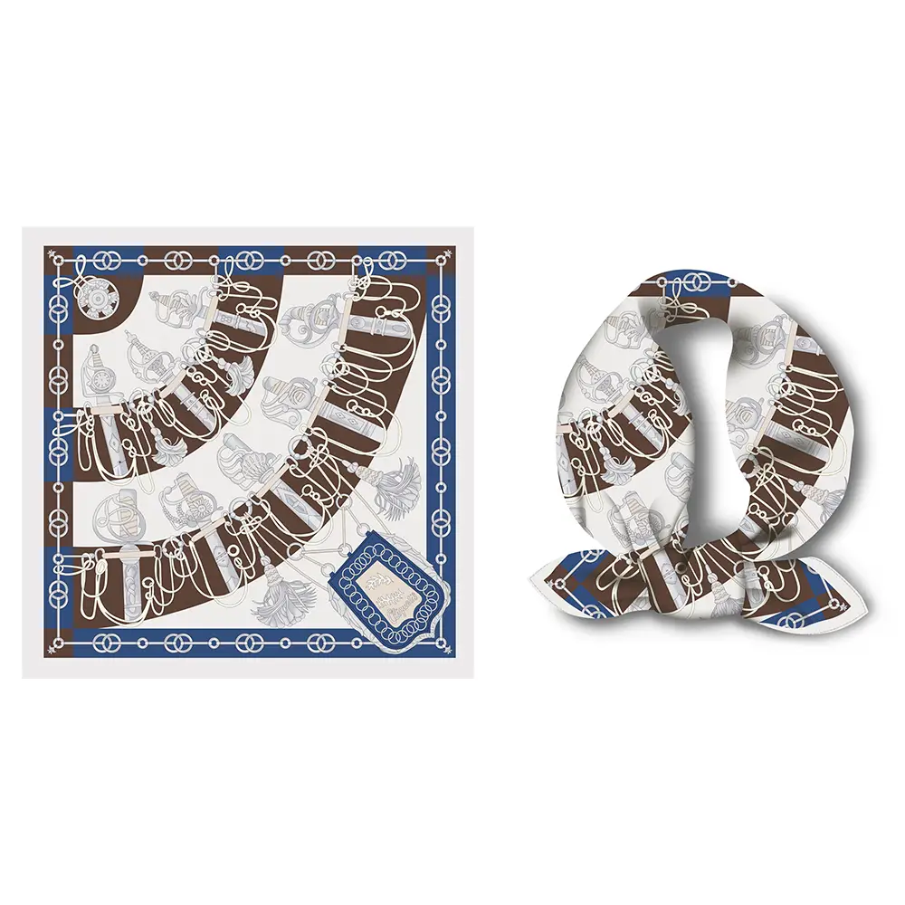 2024 Summer Silk Scarf for Women Blue Paris Design — feature 81