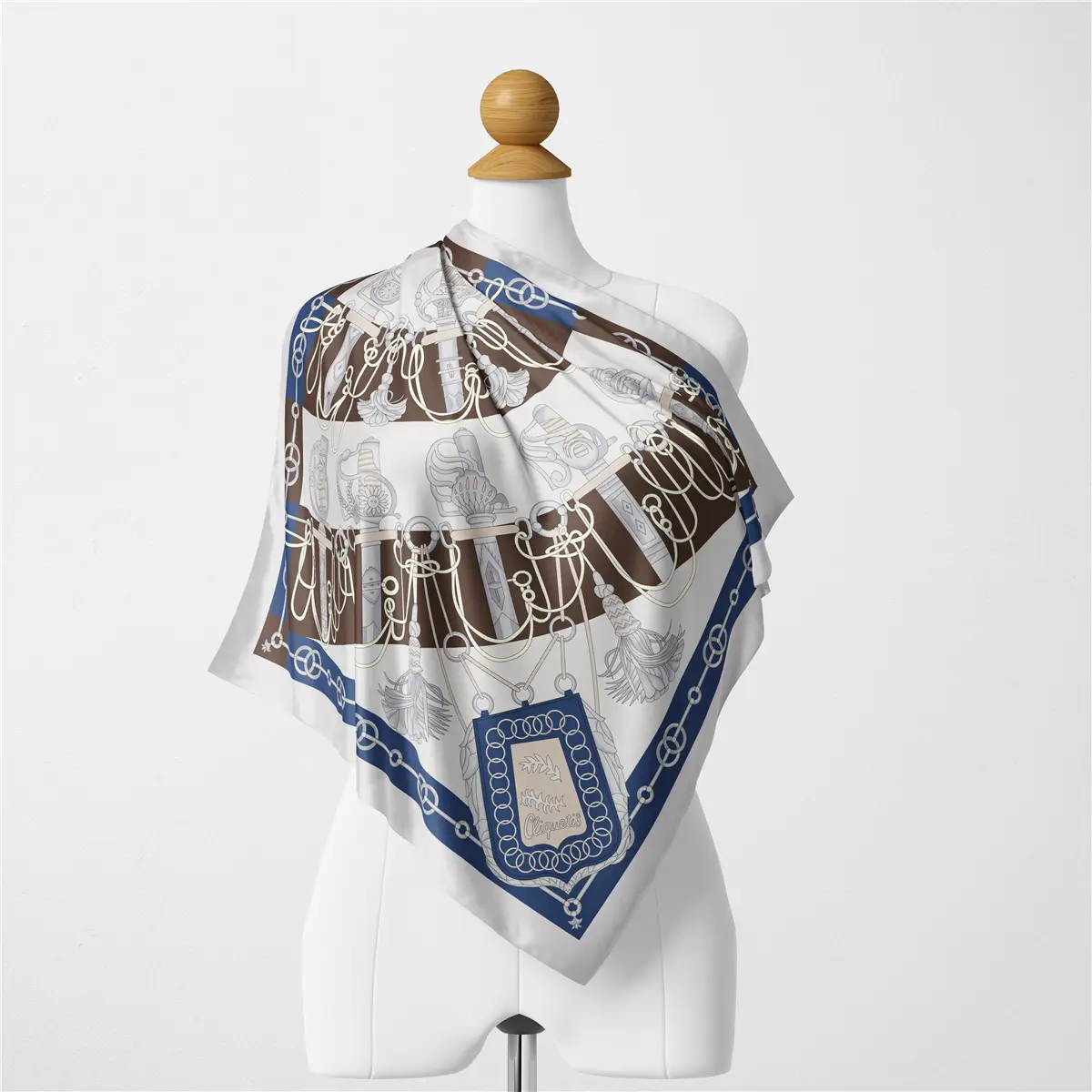 2024 Summer Silk Scarf for Women Blue Paris Design — feature 86