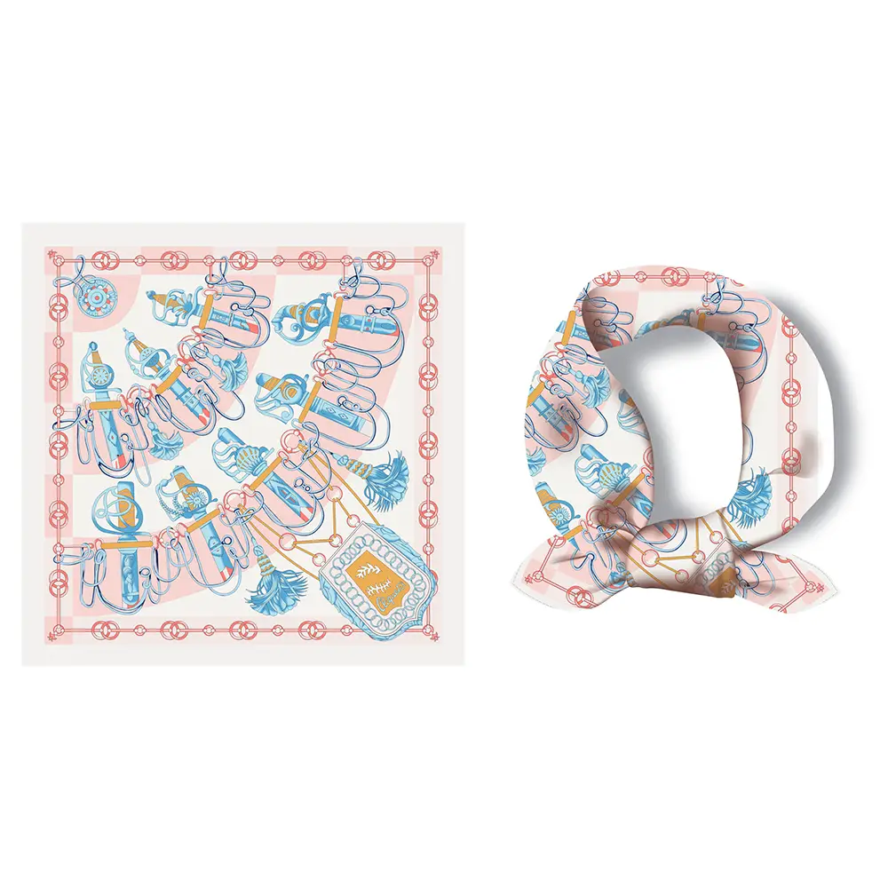 2024 Summer Silk Scarf for Women Blue Paris Design — feature 97