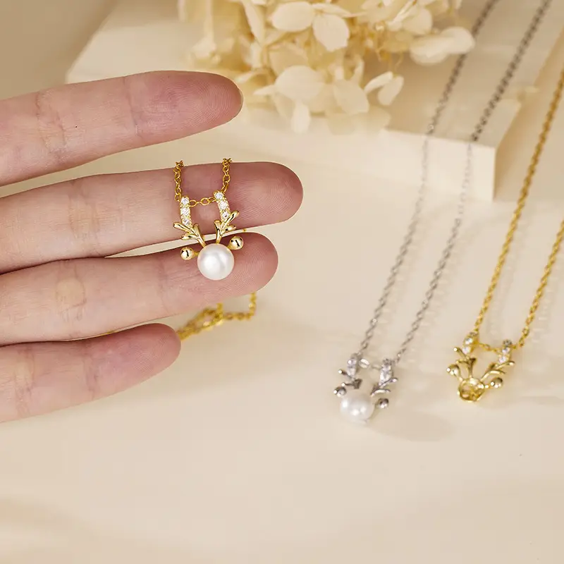 Gold Pearl Necklace Set for Women Valentine's Day