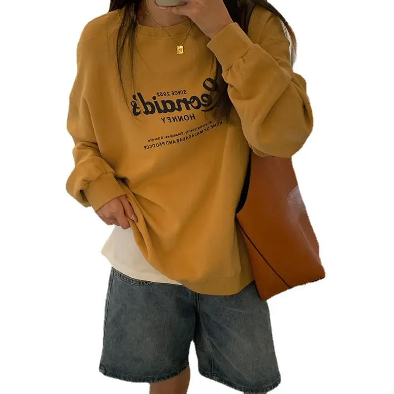 Korean Style Loose Sweatshirt Women Light Blue 2023 - Image 9