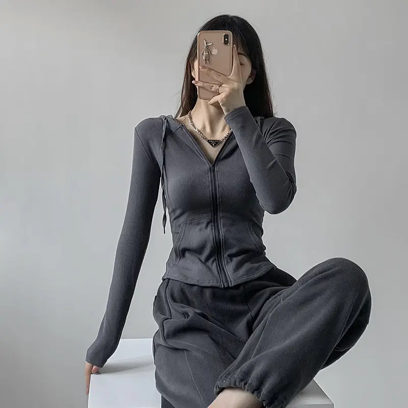 Women White Slim Fit Hooded Cardigan Summer Wear