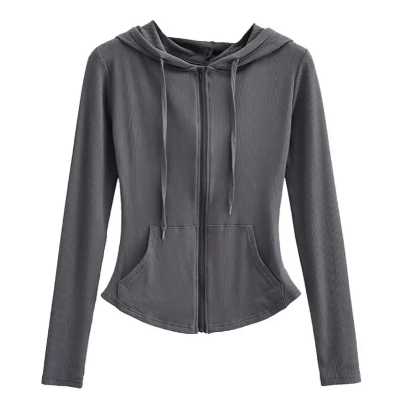 Women White Slim Fit Hooded Cardigan Summer Wear