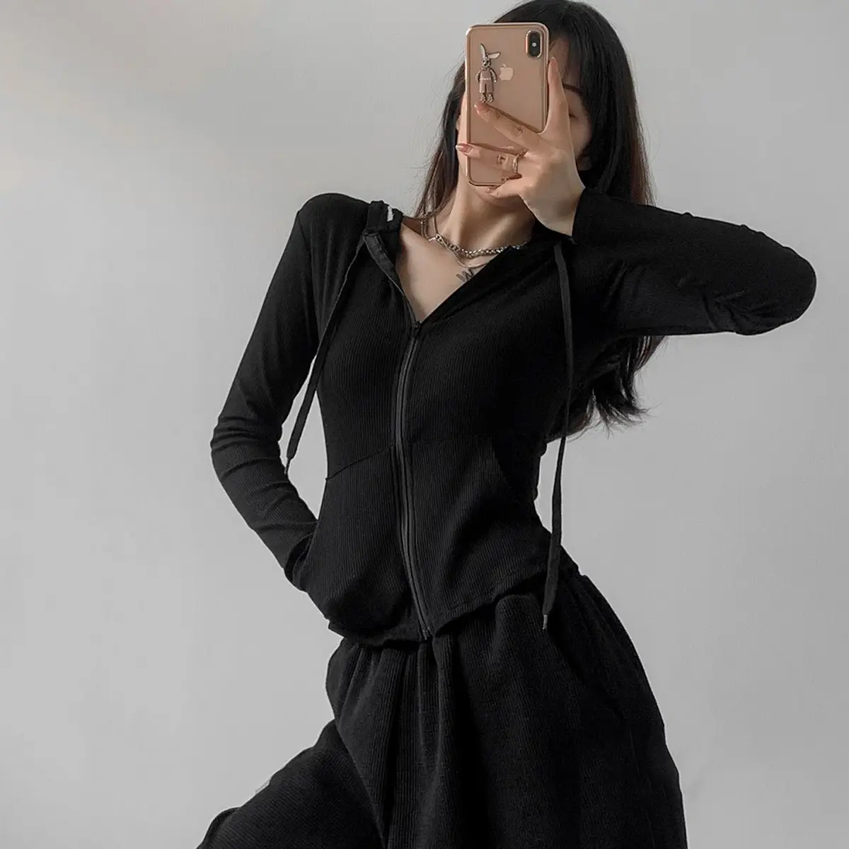 Women White Slim Fit Hooded Cardigan Summer Wear