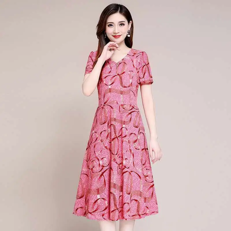 Ice Silk Summer Dress Large Size Elegant Long Gown - Image 2