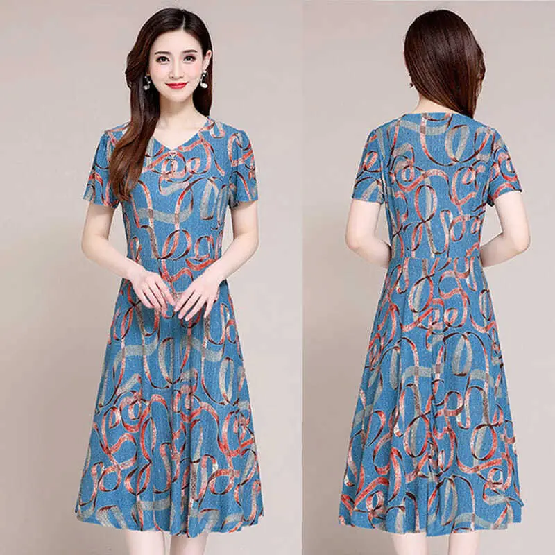 Ice Silk Summer Dress Large Size Elegant Long Gown - Image 4