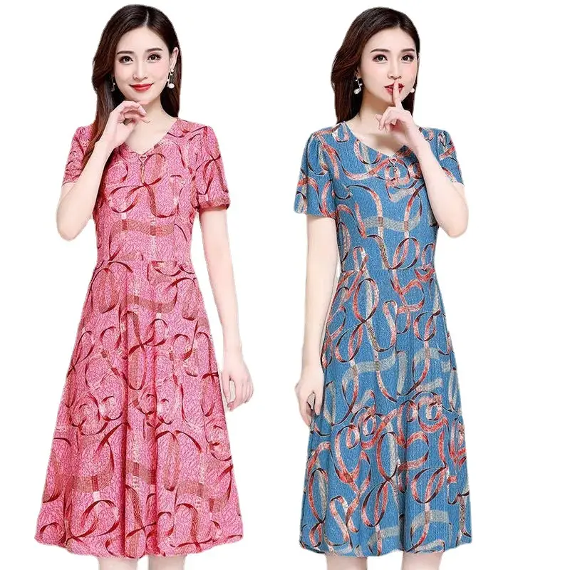 Ice Silk Summer Dress Large Size Elegant Long Gown - Image 5