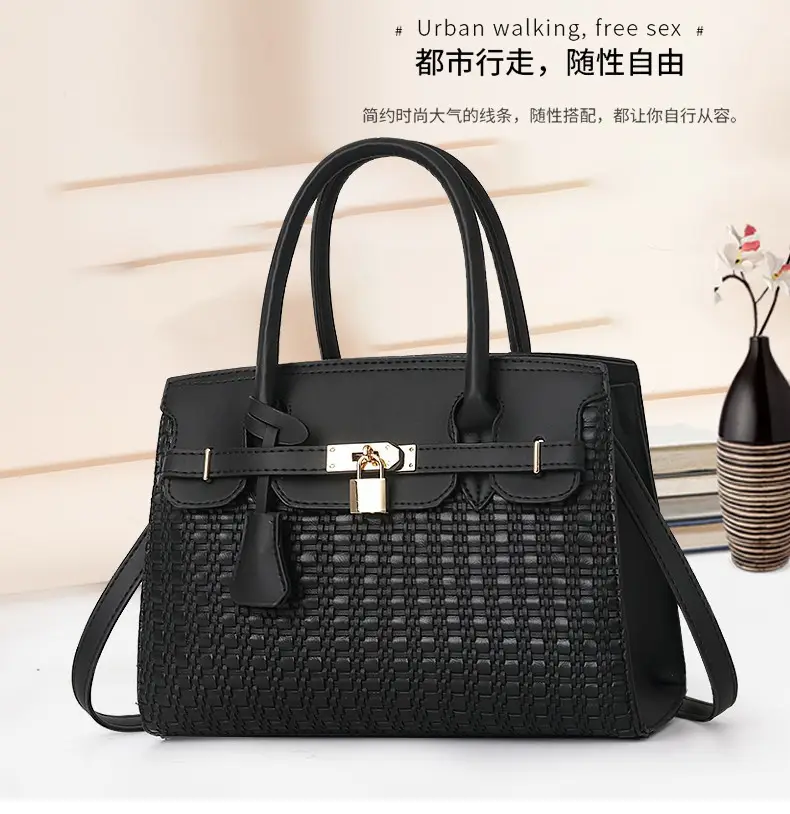 Women's Embossed Leather Handbag Beige Large Capacity — feature 1