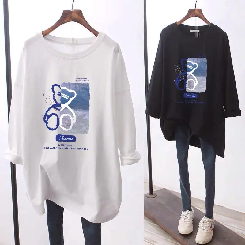 Women Long Sleeve T-Shirt Black Graphic Print 2022 - Image 6