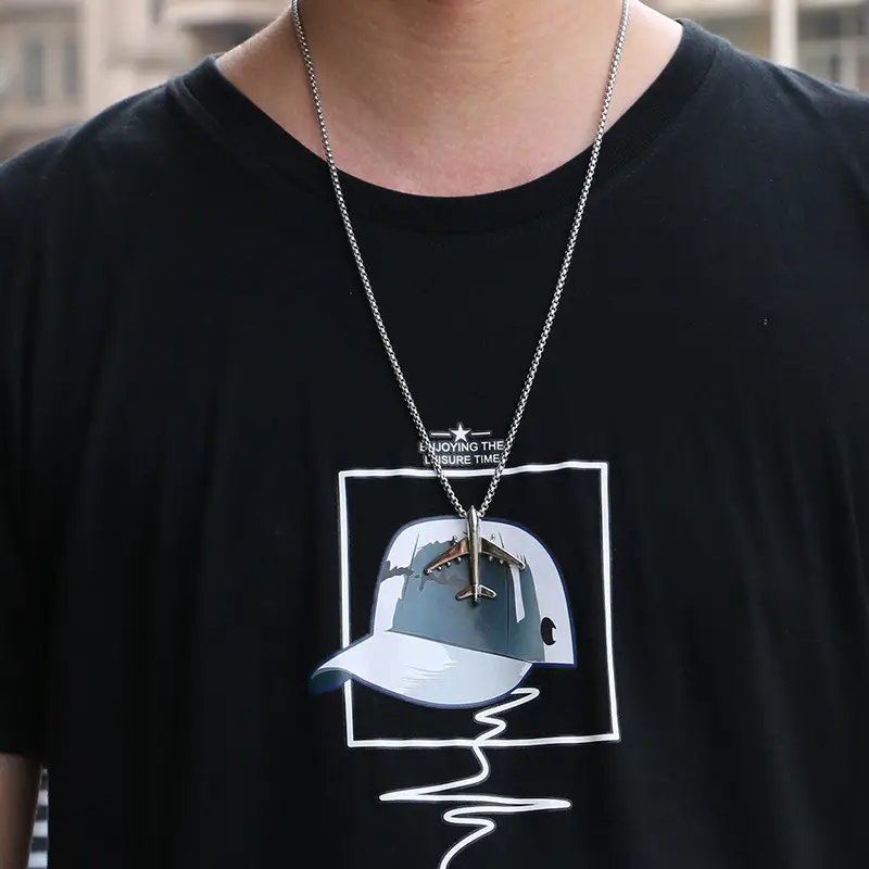 Stainless Steel Airplane Necklace for Men Women - Image 3