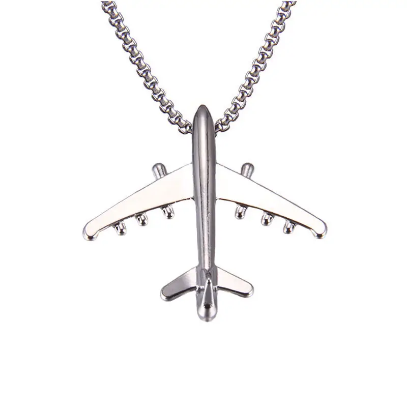 Stainless Steel Airplane Necklace for Men Women - Image 5