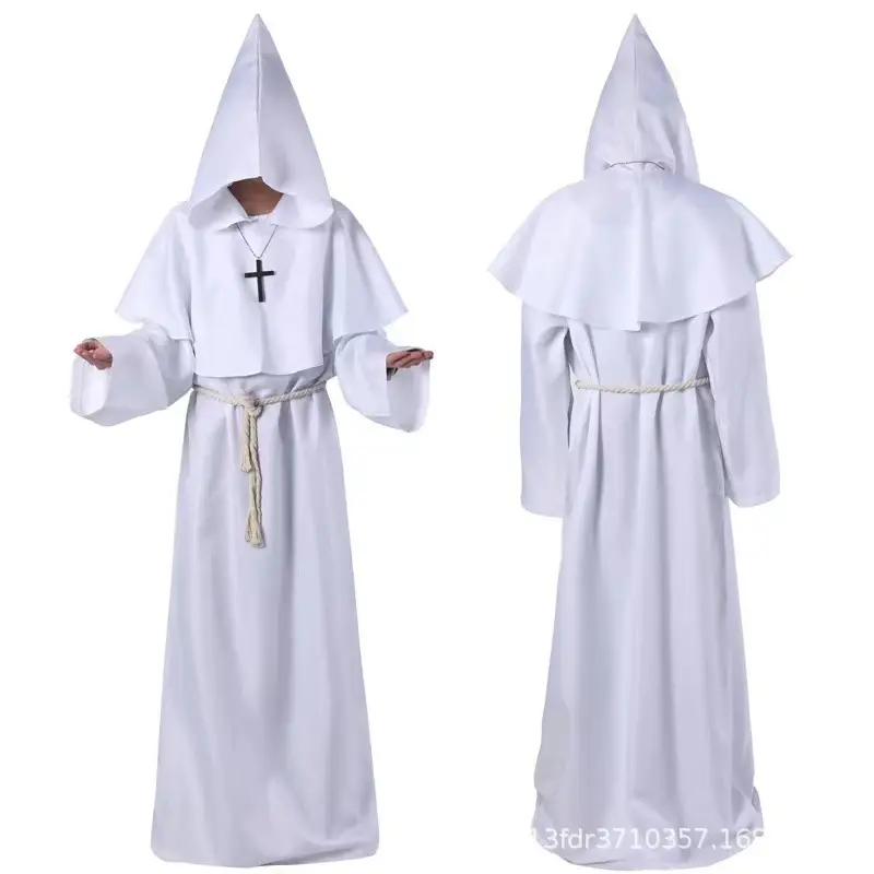 Medieval Friar Robe Costume Dark Blue Hooded Monk Suit — feature 7