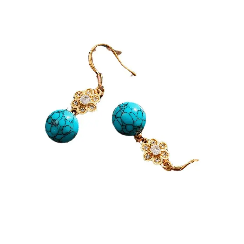 Gold Plated Green Pine Earrings for Girls