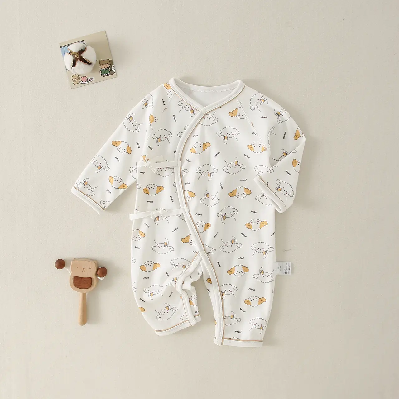 Newborn Pure Cotton Lace Climb Suit White - Image 2