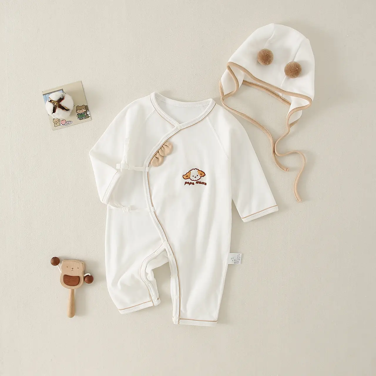 Newborn Pure Cotton Lace Climb Suit White - Image 3