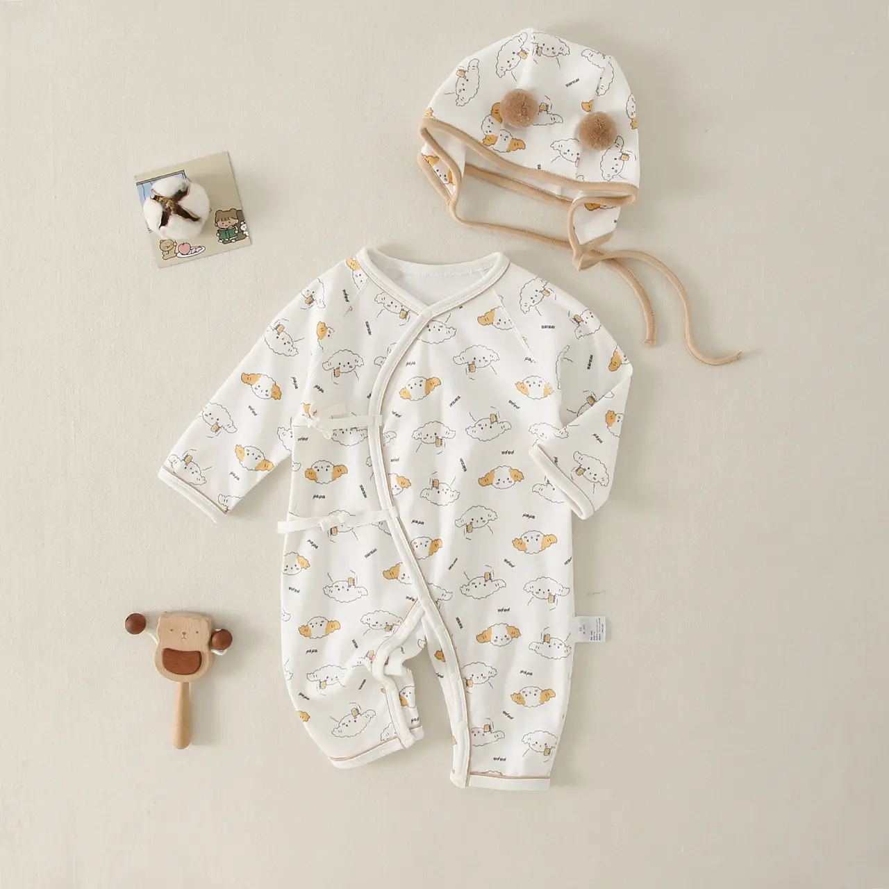 Newborn Pure Cotton Lace Climb Suit White - Image 4