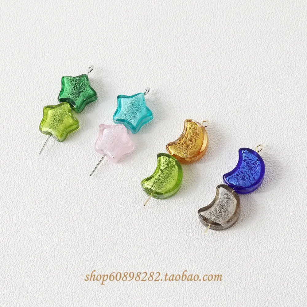 Blue Moon Glazed Foil Beads Straight Hole Handmade Earrings - Image 24
