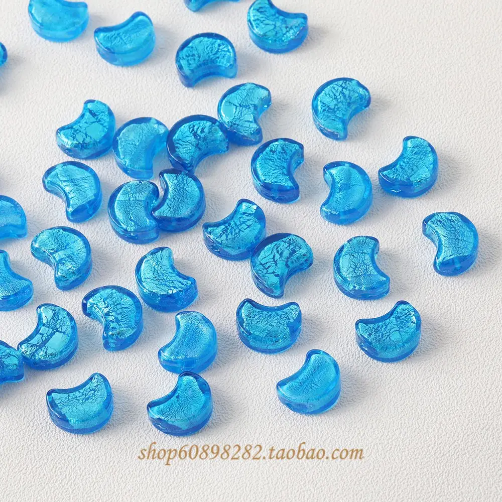 Blue Moon Glazed Foil Beads Straight Hole Handmade Earrings — feature 12