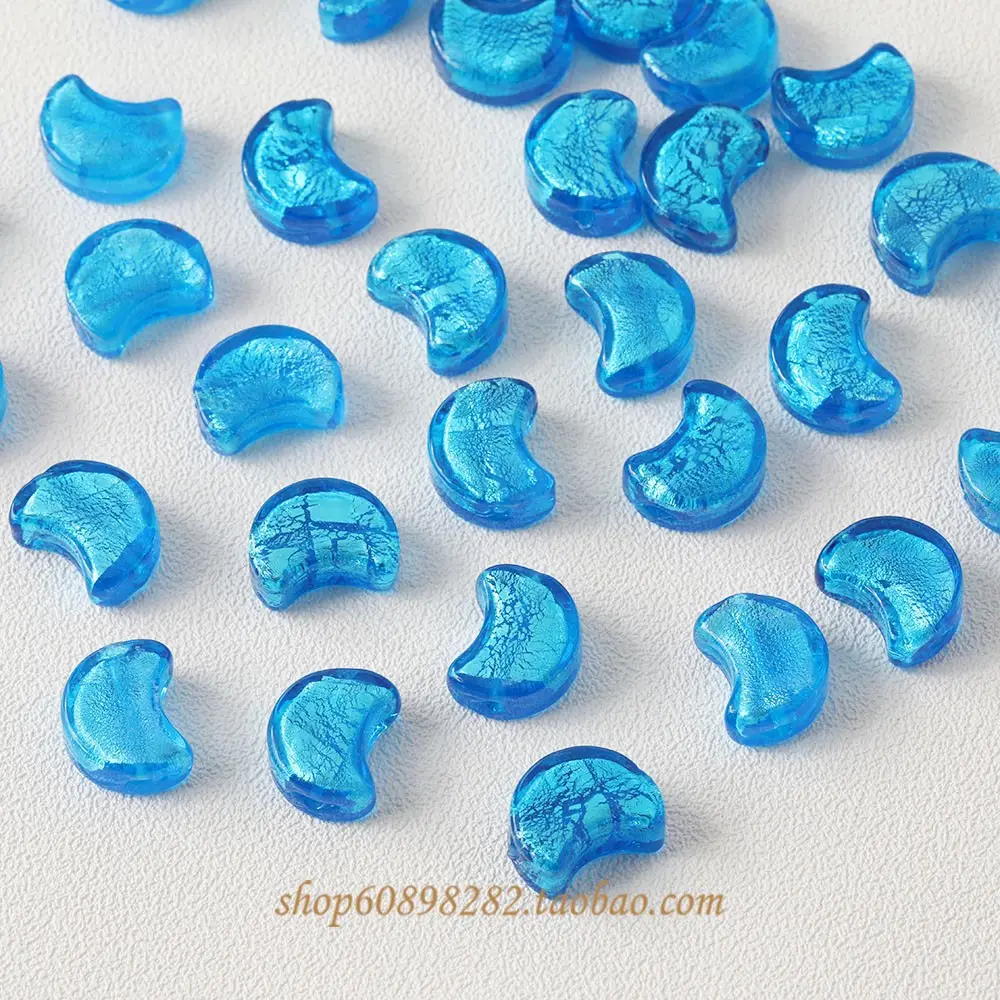 Blue Moon Glazed Foil Beads Straight Hole Handmade Earrings — feature 14
