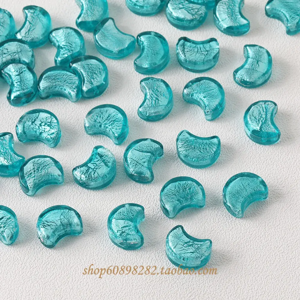 Blue Moon Glazed Foil Beads Straight Hole Handmade Earrings — feature 27