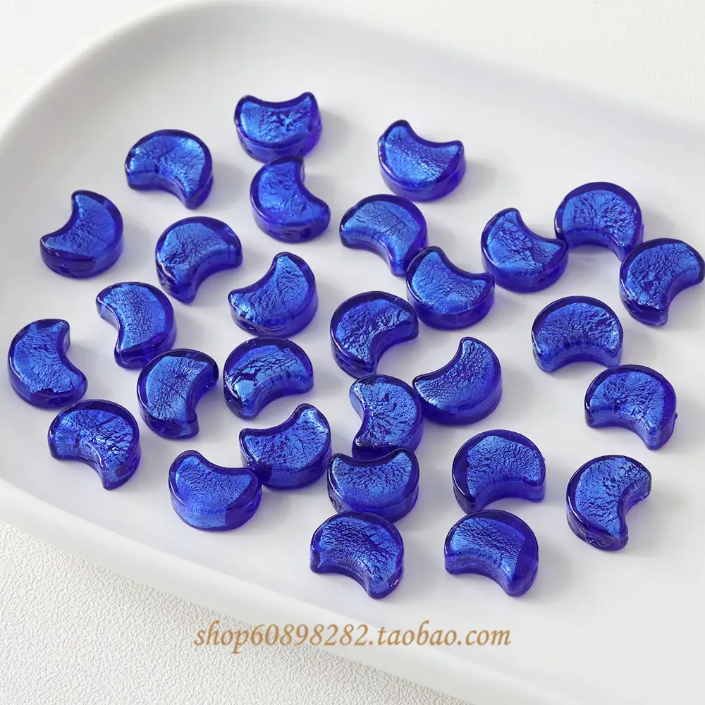 Blue Moon Glazed Foil Beads Straight Hole Handmade Earrings — feature 7