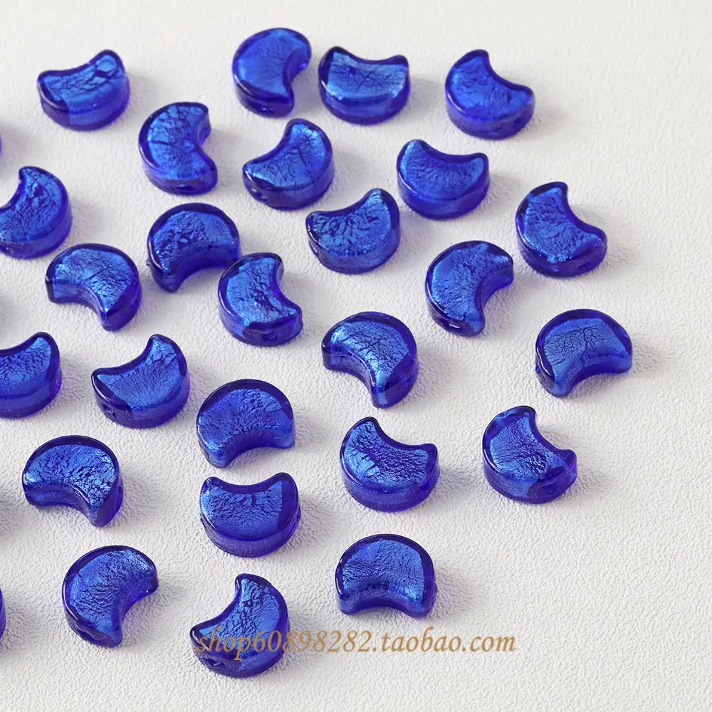 Blue Moon Glazed Foil Beads Straight Hole Handmade Earrings — feature 8