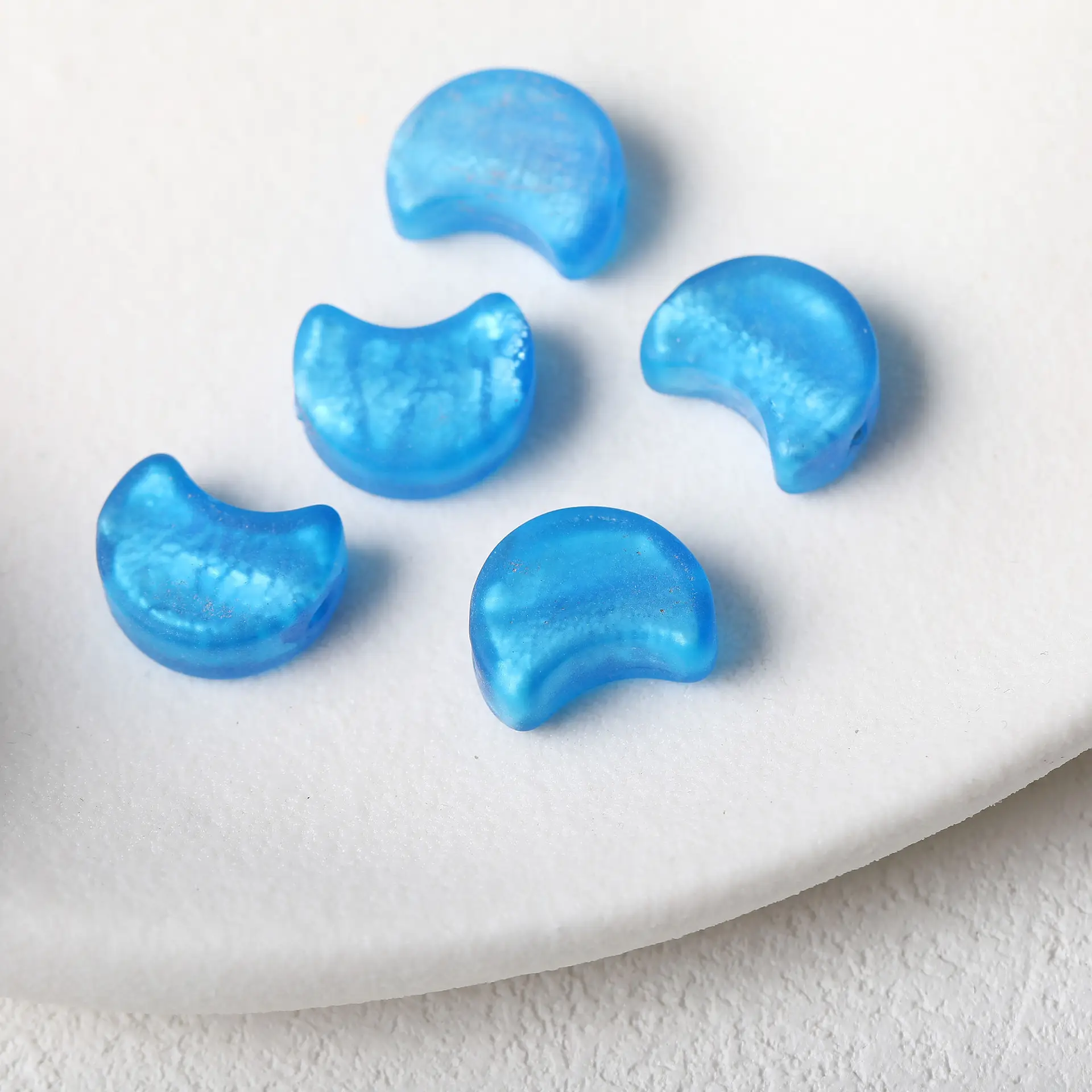 Blue Moon Glazed Foil Beads Straight Hole Handmade Earrings - Image 16
