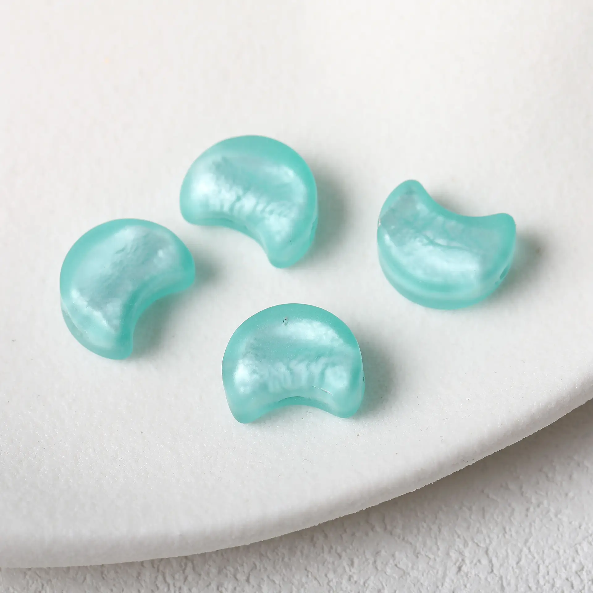 Blue Moon Glazed Foil Beads Straight Hole Handmade Earrings - Image 18