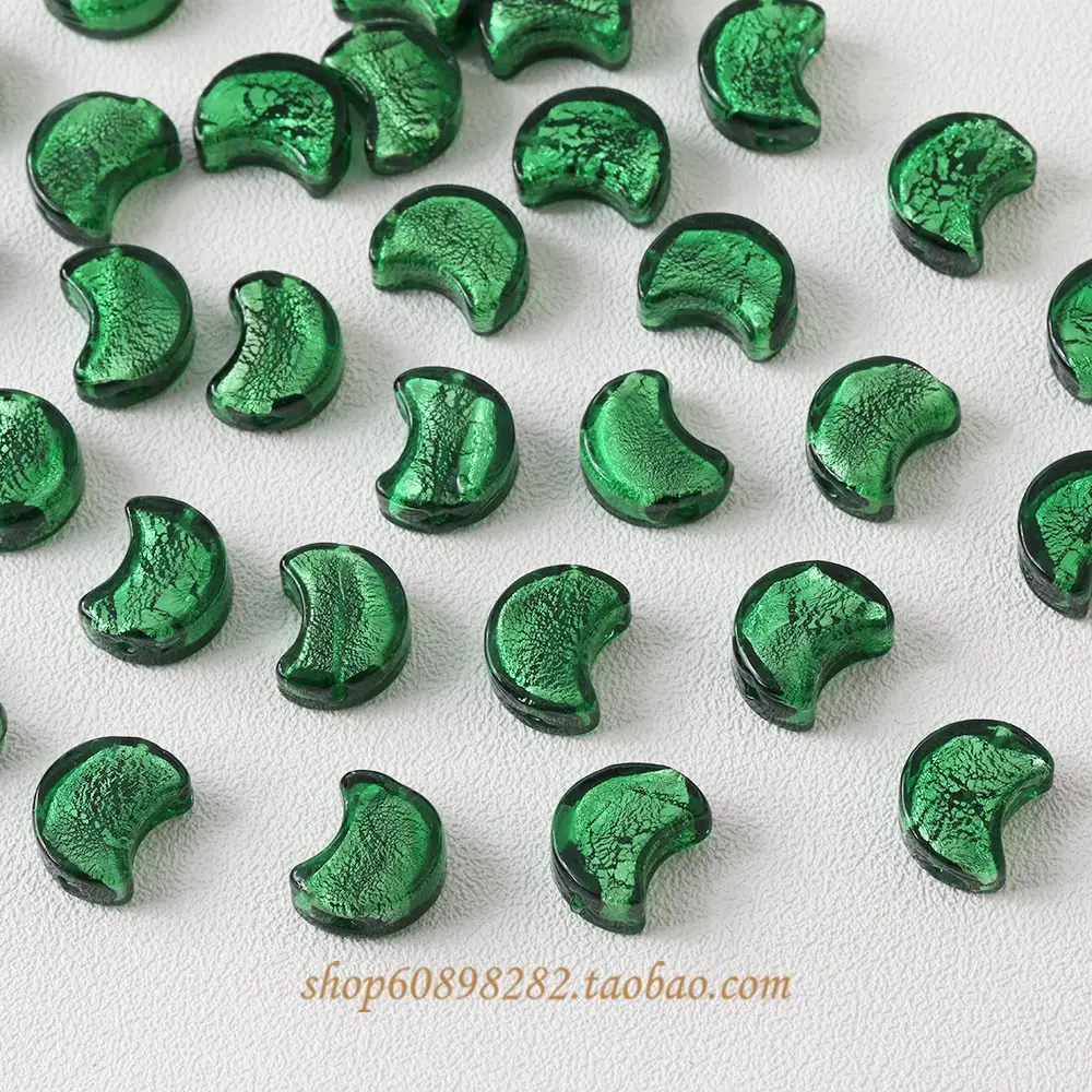 Blue Moon Glazed Foil Beads Straight Hole Handmade Earrings - Image 2