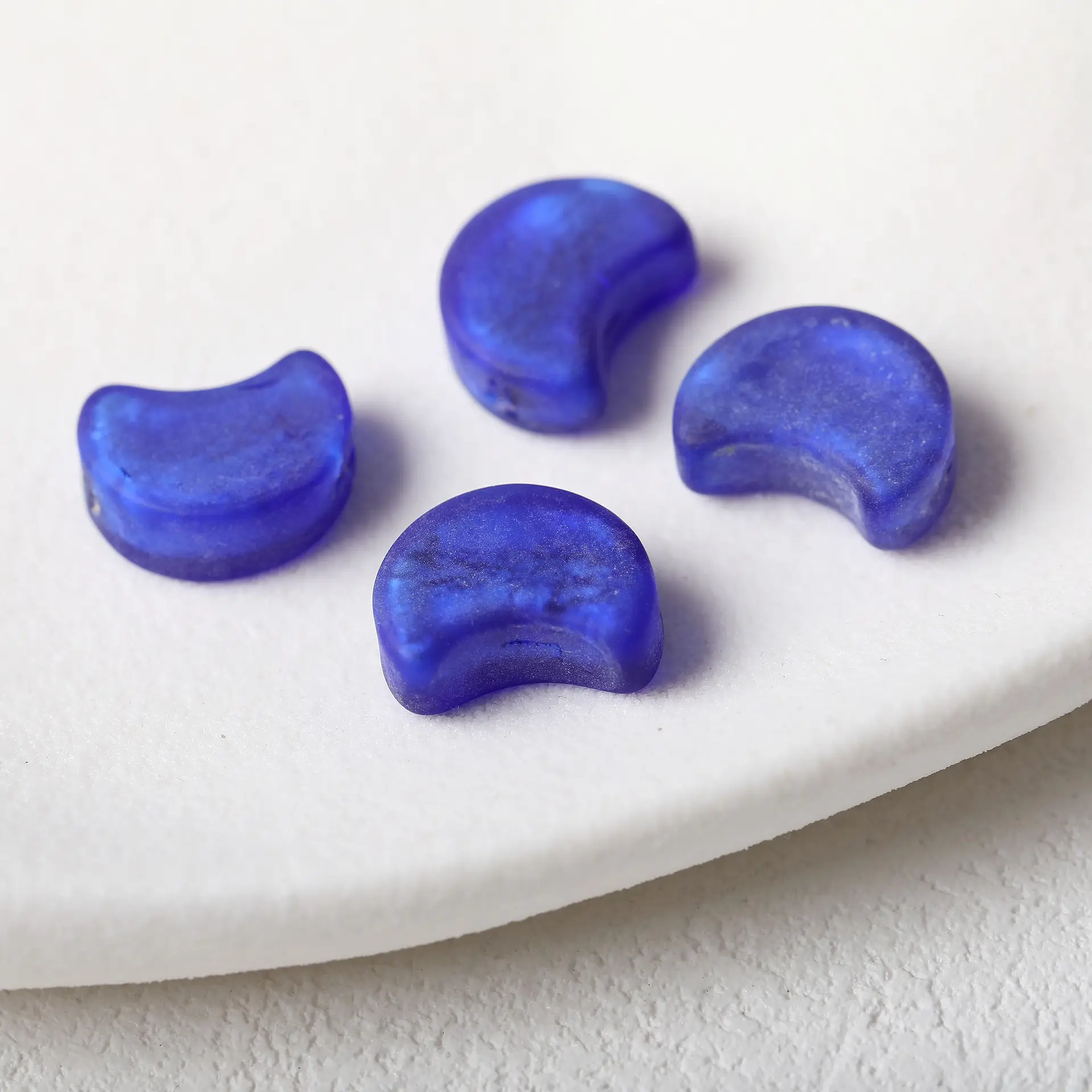 Blue Moon Glazed Foil Beads Straight Hole Handmade Earrings - Image 20