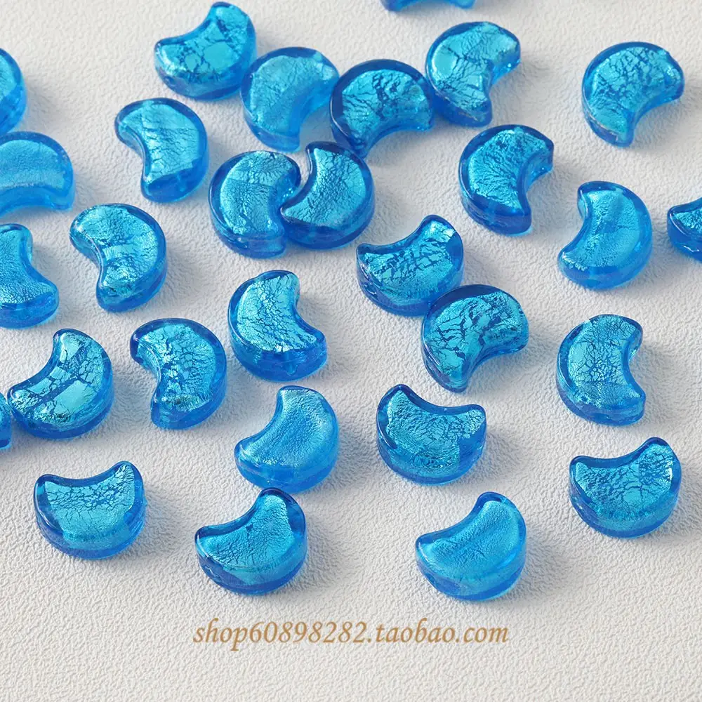 Blue Moon Glazed Foil Beads Straight Hole Handmade Earrings - Image 6