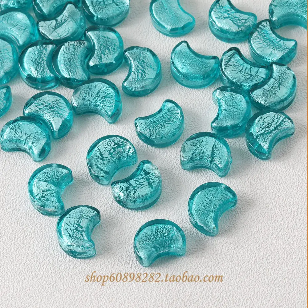 Blue Moon Glazed Foil Beads Straight Hole Handmade Earrings - Image 7
