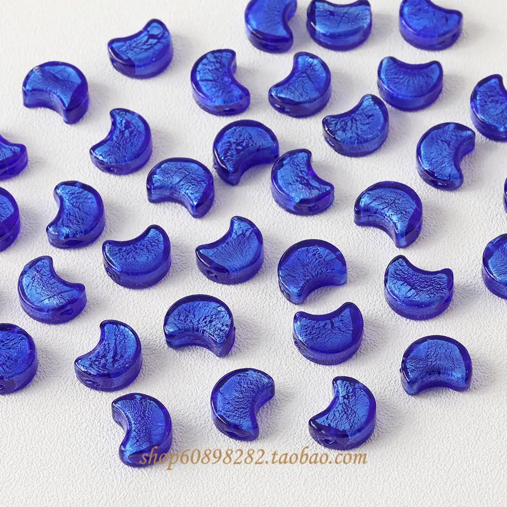 Blue Moon Glazed Foil Beads Straight Hole Handmade Earrings - Image 8