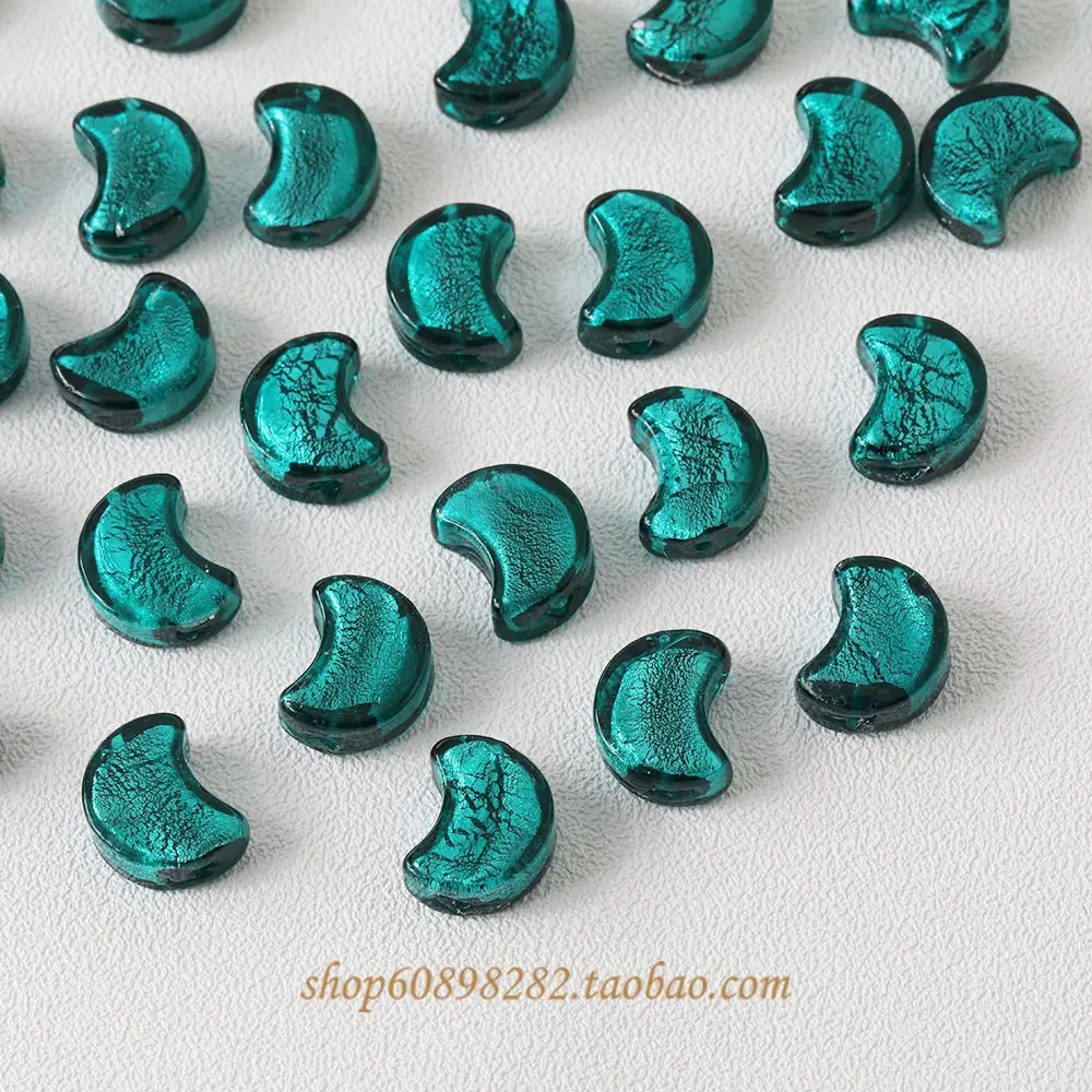 Blue Moon Glazed Foil Beads Straight Hole Handmade Earrings - Image 9