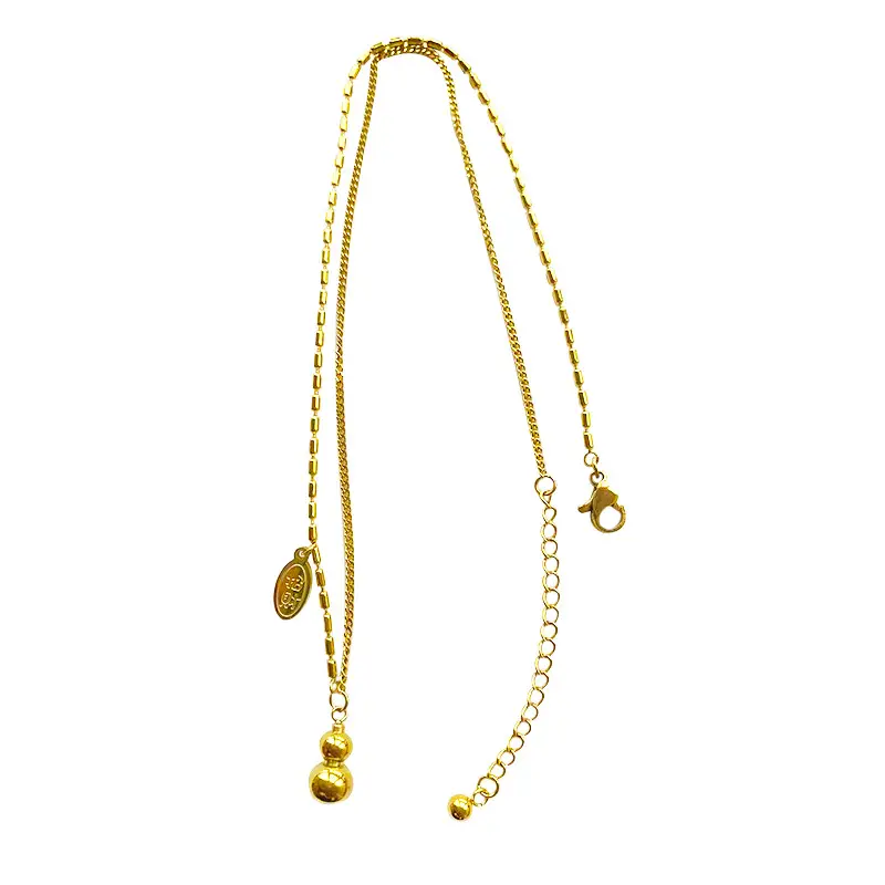 Titanium Lucky Gourd Necklace Gold Chain - Image 8