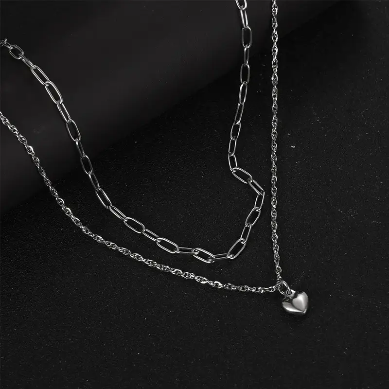 Imi Titanium Heart Necklace Women's Double Layered - Image 3