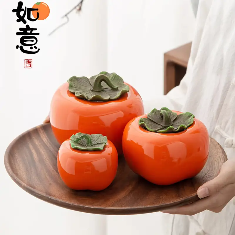 Ceramic Persimmon Tea Pot Large Medium Small